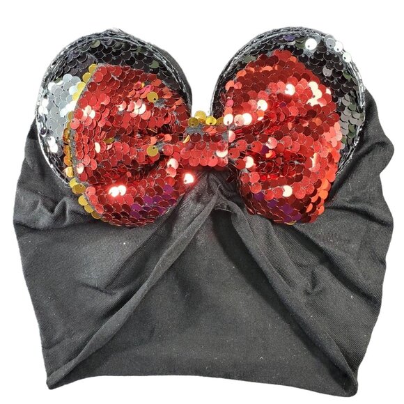 Minnie Mouse Turban Infant Ears Red Sequin Hair Bows Headband Hair Care Baby - Picture 1 of 10